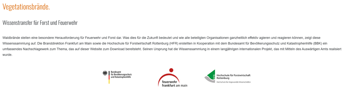 Coverbild der Verlinkung zu dem Projekt Vegetationsbrände zu der externen Projekthomepage.